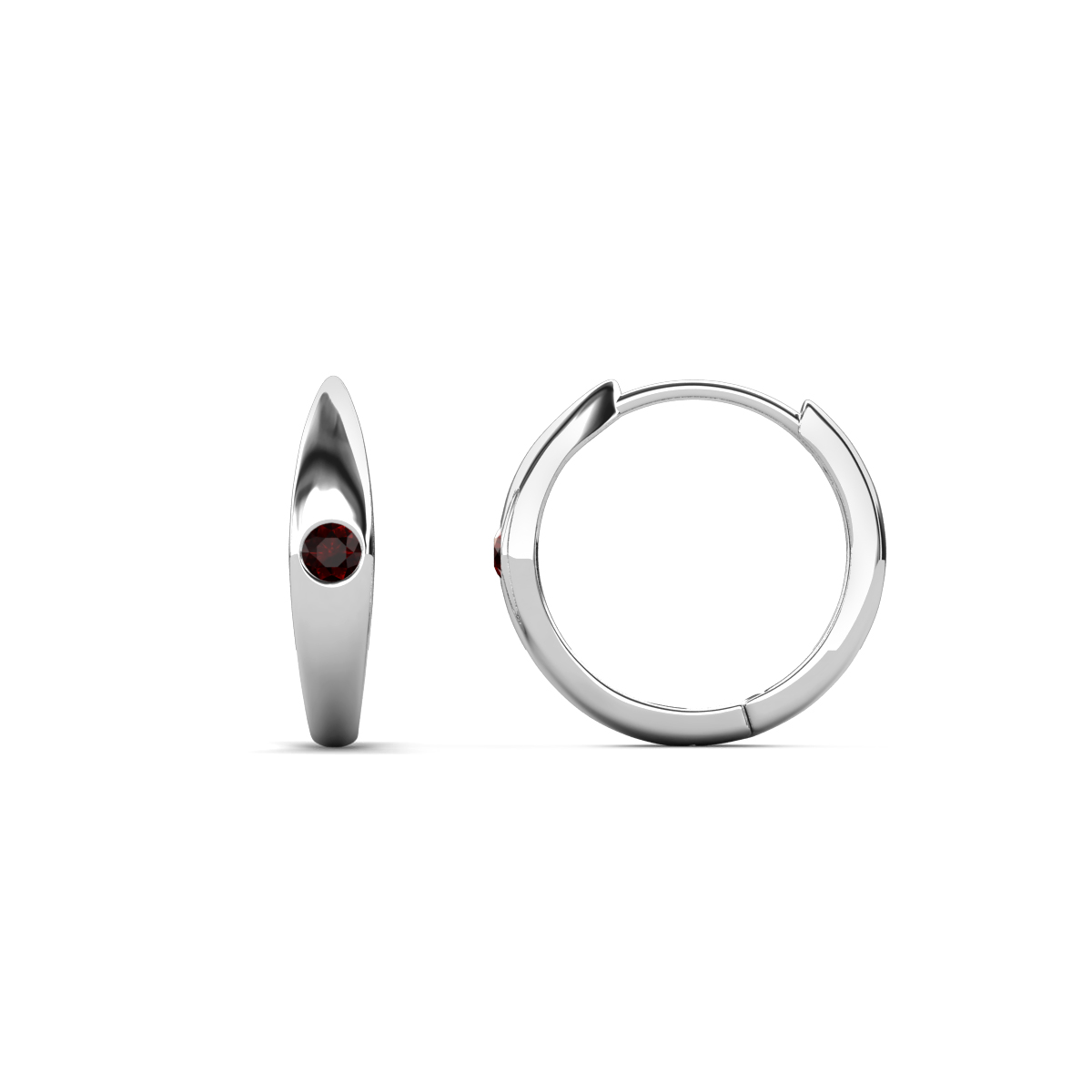 Anissa Red Garnet Dome Women Huggie Earrings 